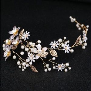 Golden floral hair piece
